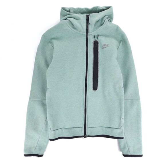 NIKE Sportswear Tech Fleece Reflective Full Zip Hoodie Bicoastal Green Heather - Picture 1 of 10